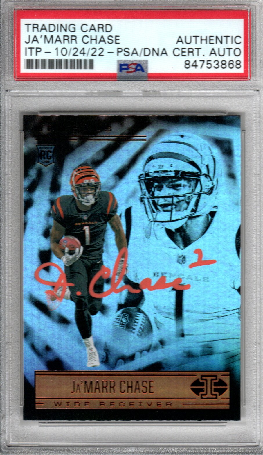 Ja'Marr Chase Signed Cincinnati Bengals Encapsulated 2021 Panini Illusions #65 Rookie Card - PSA 84753868-Powers Sports Memorabilia
