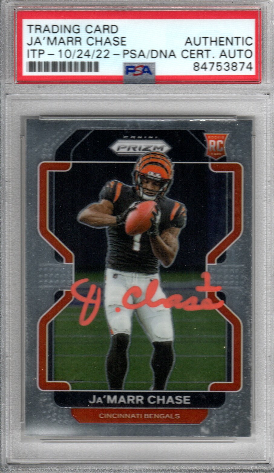 Ja'Marr Chase Signed Cincinnati Bengals Encapsulated 2021 Panini Prizm #337 Rookie Card - PSA 84753874-Powers Sports Memorabilia