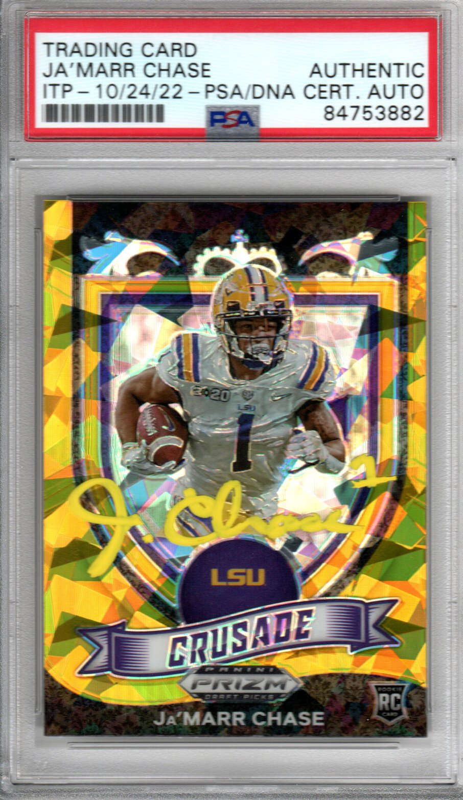 Ja'Marr Chase Signed LSU Encapsulated 2021 Panini Prizm Draft Picks #162 Rookie Card - PSA 84753882-Powers Sports Memorabilia