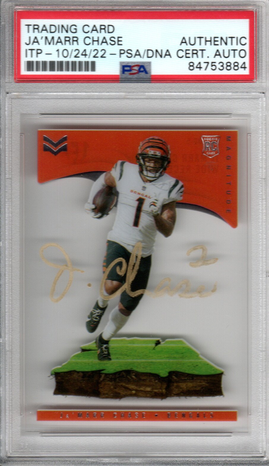 Ja'Marr Chase Signed Cincinnati Bengals Encapsulated 2021 Panini Chronicles Stars & Stripes #MAG-5 Rookie Card - PSA 84753884-Powers Sports Memorabilia