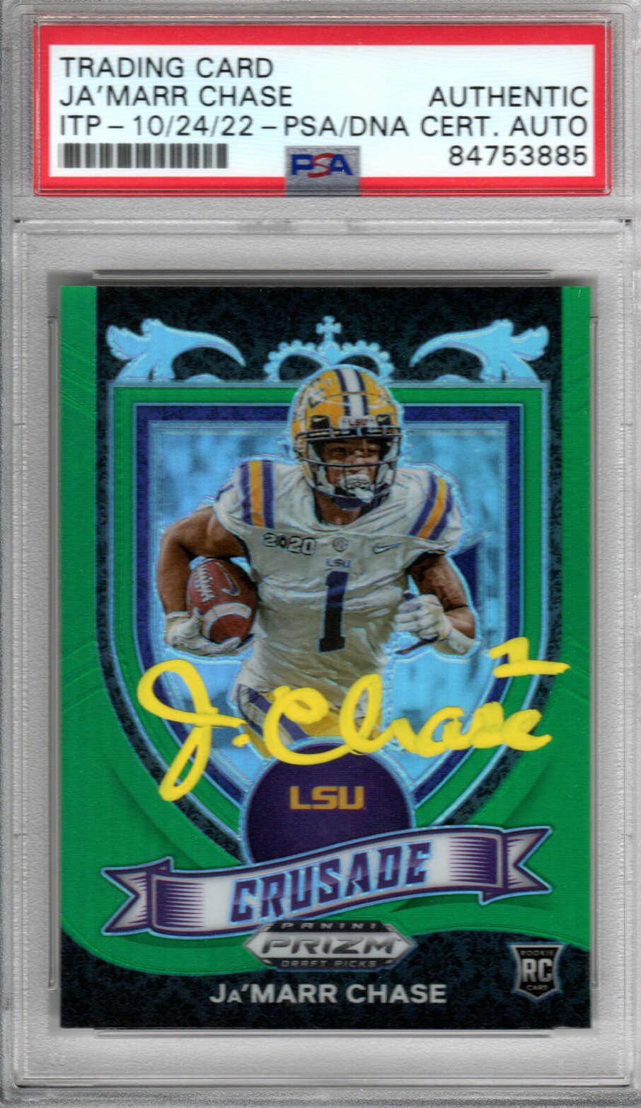 Ja'Marr Chase Signed LSU Encapsulated 2021 Panini Prizm Draft Picks #162 Rookie Card - PSA 84753885-Powers Sports Memorabilia