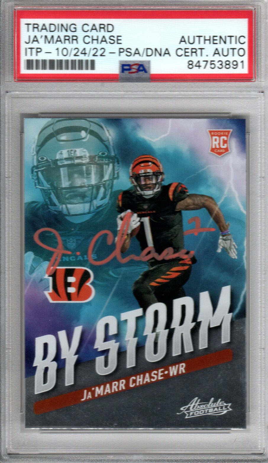 Ja'Marr Chase Signed Cincinnati Bengals Encapsulated 2021 Panini Absolute #BST-5 Rookie Card - PSA 84753891-Powers Sports Memorabilia
