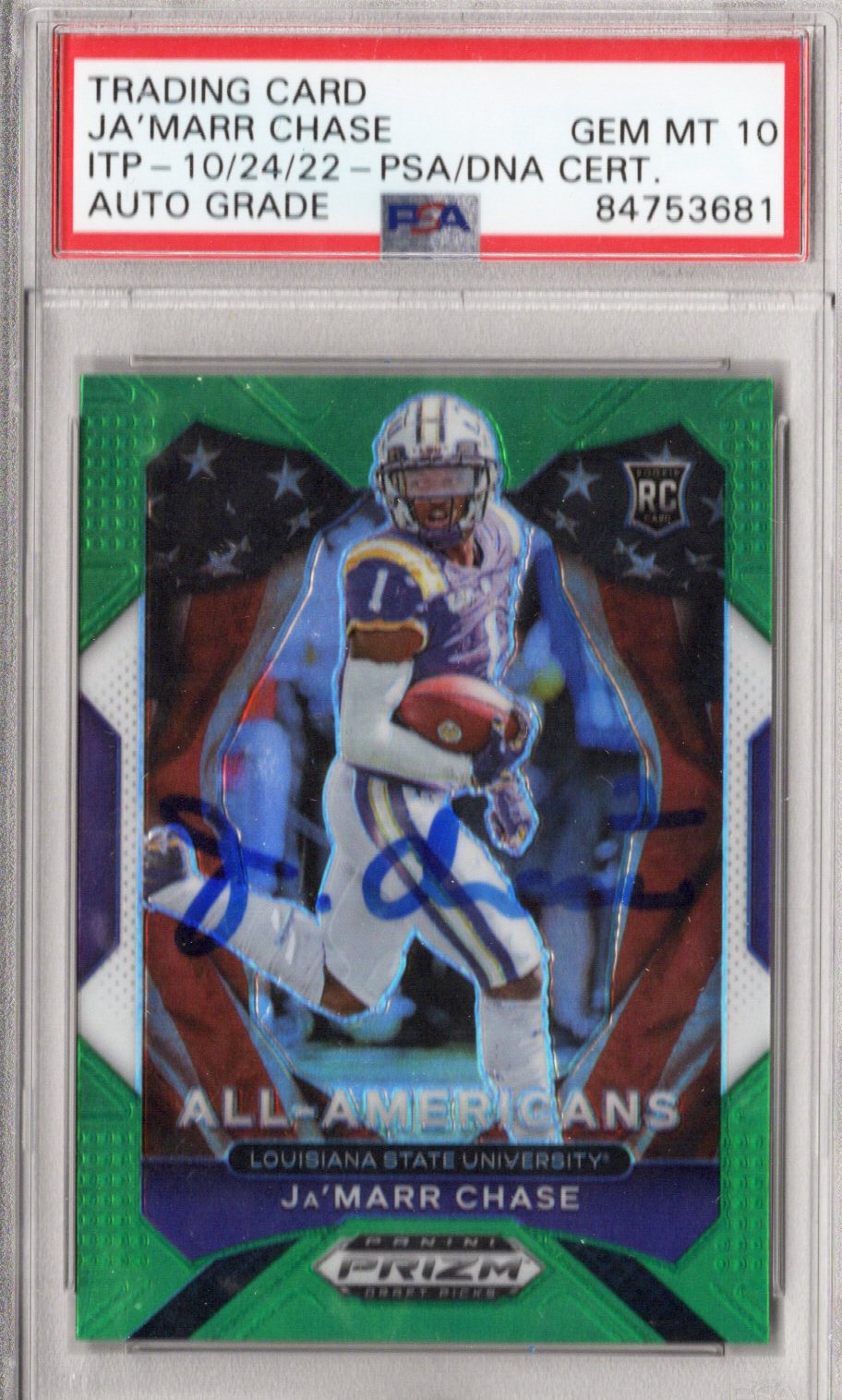 Ja'Marr Chase Signed 2021 Panini Prizm Draft Picks #185 Rookie Card - PSA Gem MT 10 Encapsulated | Cincinnati Bengals-Powers Sports Memorabilia