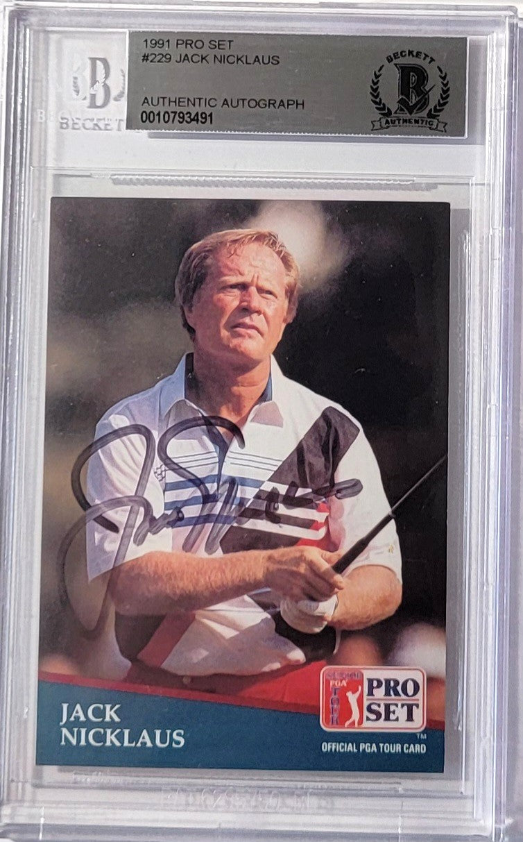 Jack Nicklaus Signed PGA Tour Golf Encapsulated 1991 Pro Set #229 Card - Beckett-Powers Sports Memorabilia