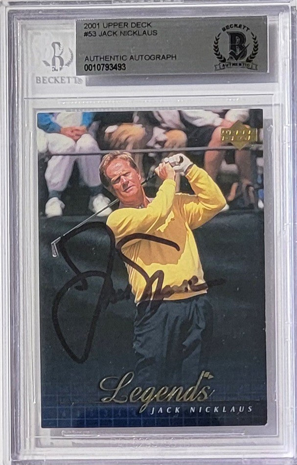 Jack Nicklaus Signed PGA Tour Golf Encapsulated 2001 Upper Deck Legends #53 Card - Beckett-Powers Sports Memorabilia