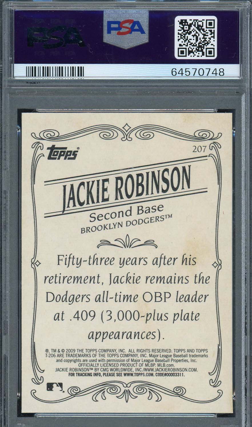 Jackie Robinson 2009 Topps 206 Baseball Card #207 Graded PSA 10-Powers Sports Memorabilia