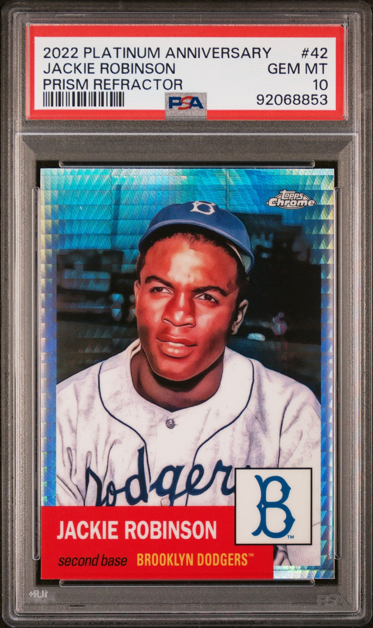 Jackie Robinson 2022 Topps Chrome Refractor Prism Card 42 Graded PSA