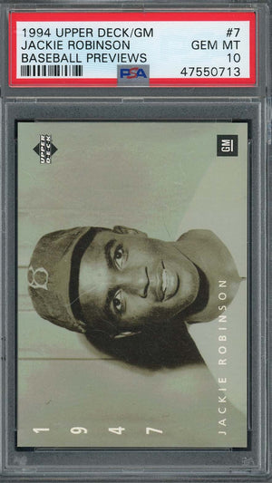 Jackie Robinson 1994 Upper Deck / GM Baseball Card #7 Graded PSA 10 GEM MINT-Powers Sports Memorabilia