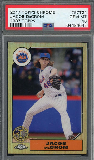 Jacob deGrom 2017 Topps Chrome 1987 Baseball Card #87T21 Graded PSA 10-Powers Sports Memorabilia