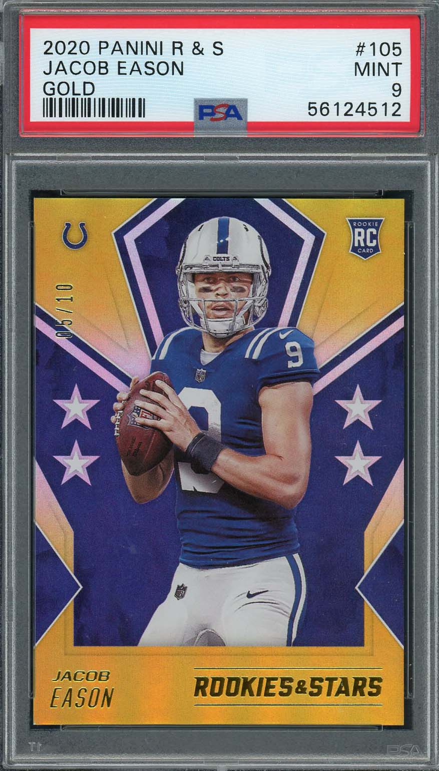 Jacob Eason 2020 Panini Rookies &amp; Stars Gold Card #105 Graded PSA 9 5/10-Powers Sports Memorabilia