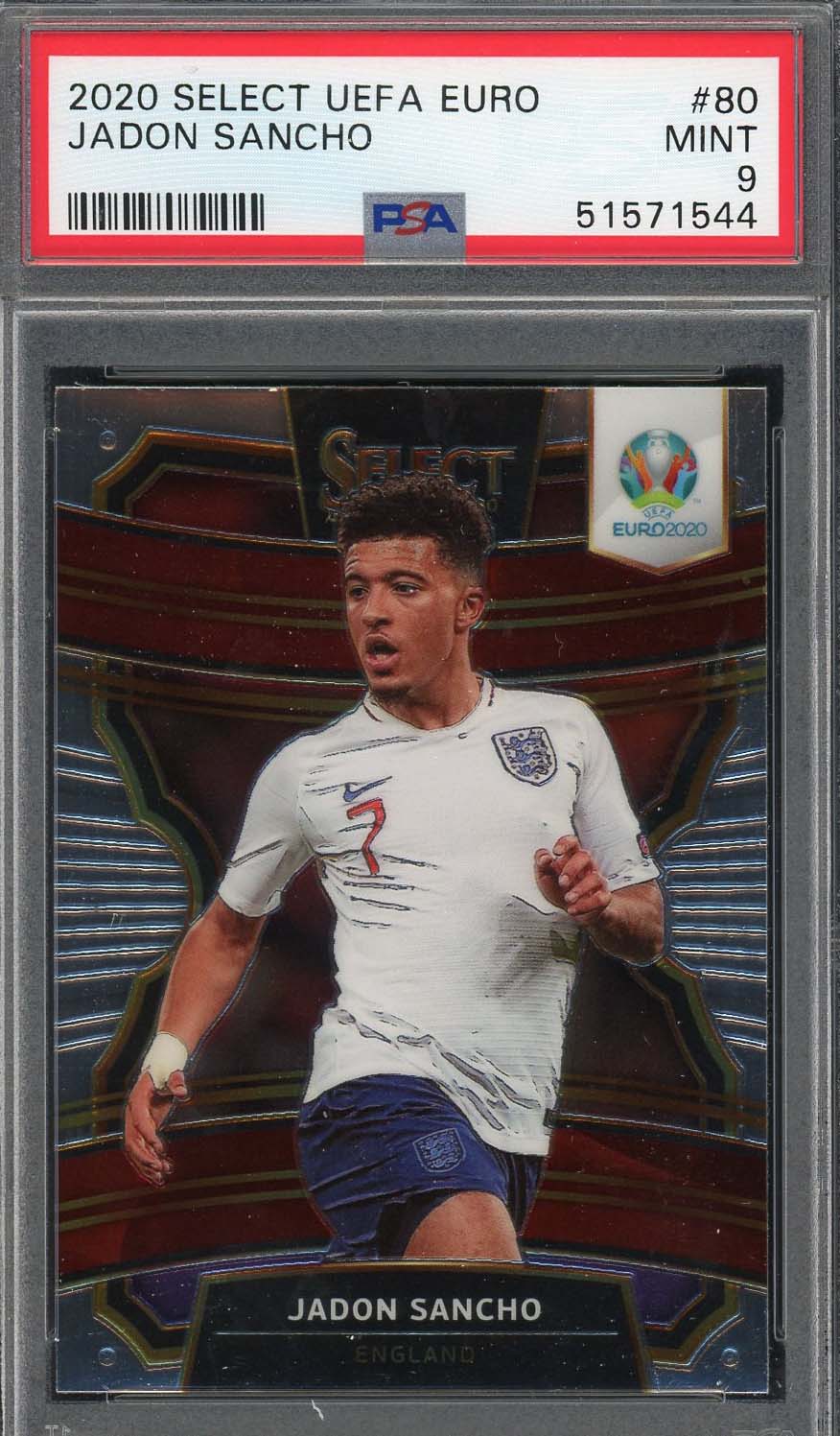 Jadon Sancho 2020 Select UEFA Euro Soccer Card #80 PSA 9-Powers Sports Memorabilia