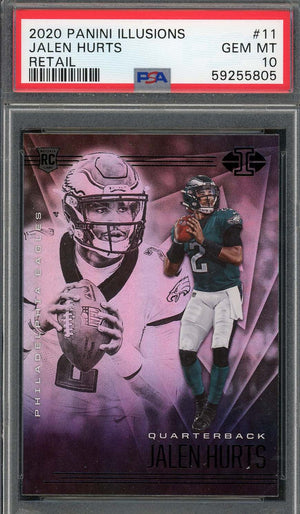 Jalen Hurts 2020 Panini Illusions Retail Football Rookie Card #11 Graded PSA 10-Powers Sports Memorabilia