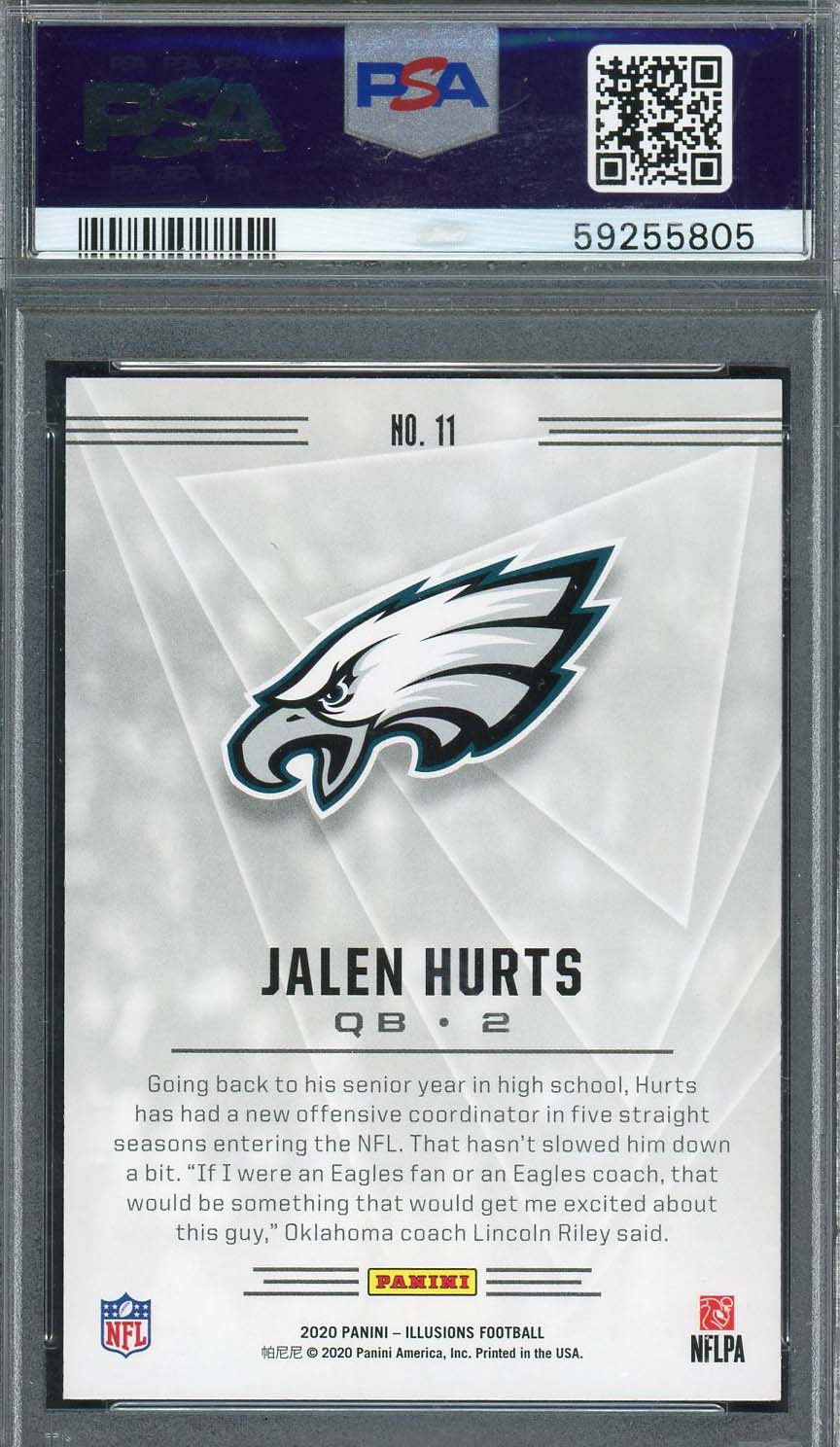 Jalen Hurts 2020 Panini Illusions Retail Football Rookie Card #11 Graded PSA 10-Powers Sports Memorabilia