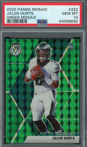 Jalen Hurts 2020 Panini Green Mosaic Football Rookie Card RC #222 Graded PSA 10 GEM MINT