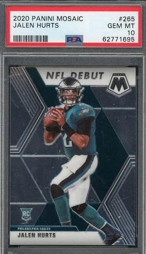 Jalen Hurts 2020 Panini Mosaic Football Rookie Card #265 Graded PSA 10-Powers Sports Memorabilia