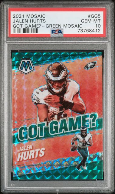 Jalen Hurts 2021 Panini Mosaic Got Game Green Card #GG5 Graded PSA 10