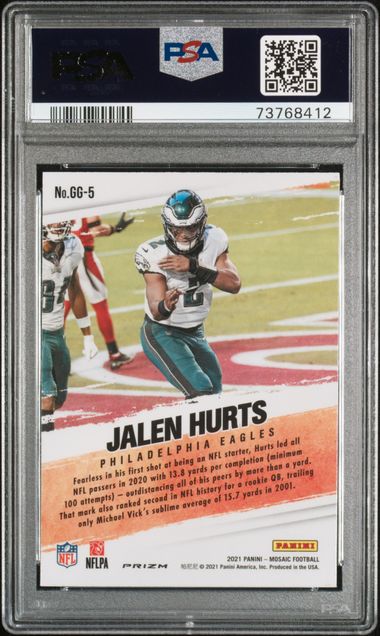 Jalen Hurts 2021 Panini Mosaic Got Game Green Card #GG5 Graded PSA 10-Powers Sports Memorabilia