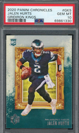 Jalen Hurts 2020 Panini Chronicles Gridiron Kings Rookie Card #GK5 Graded PSA 10-Powers Sports Memorabilia