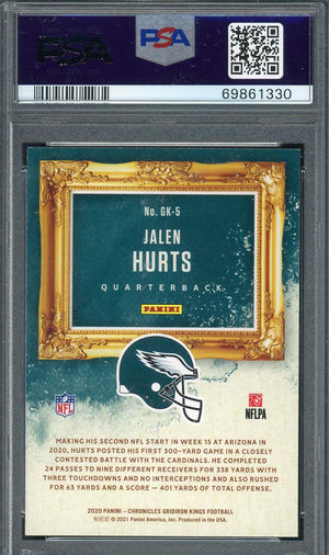 Jalen Hurts 2020 Panini Chronicles Gridiron Kings Rookie Card #GK5 Graded PSA 10-Powers Sports Memorabilia