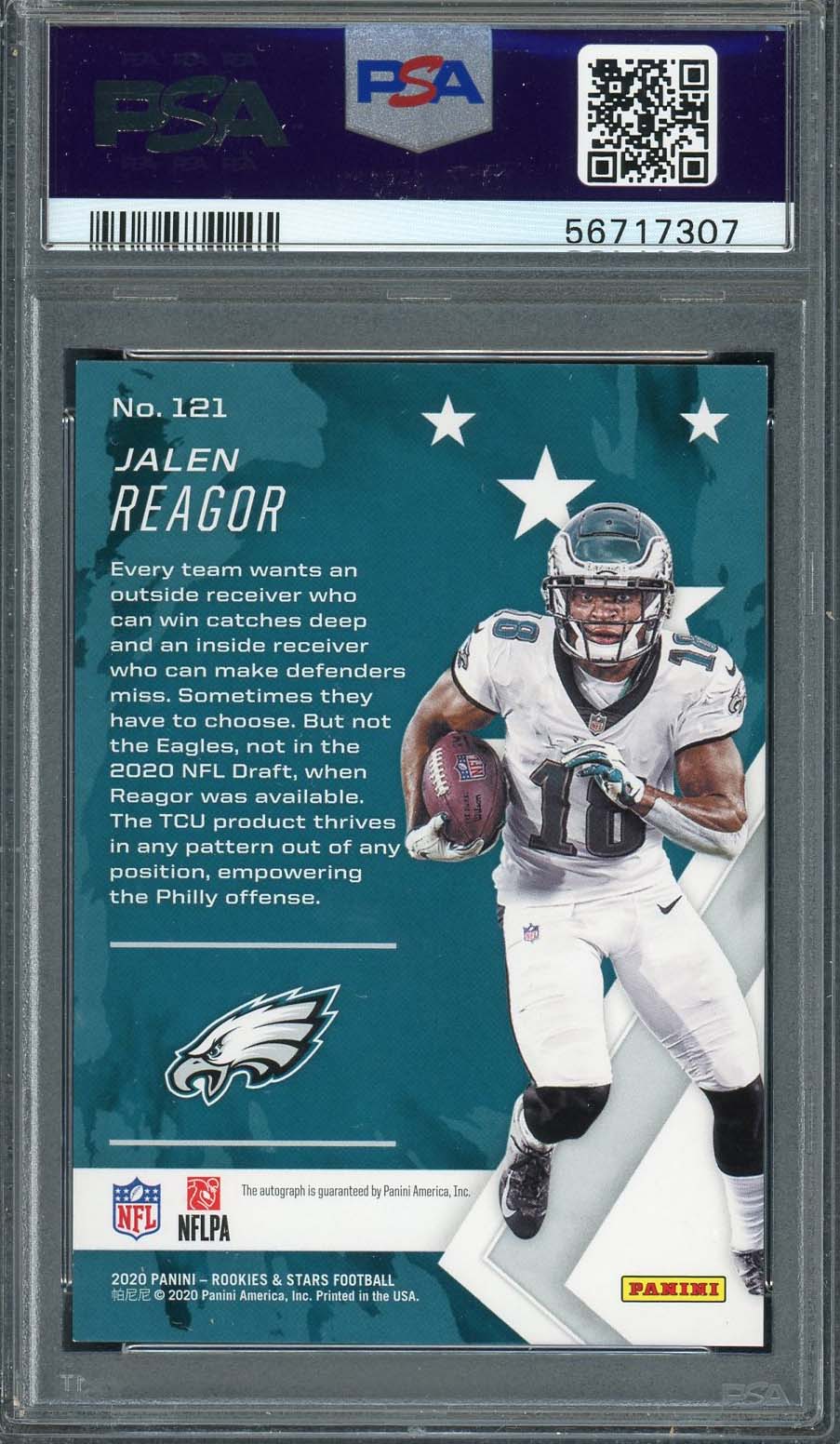 Jalen Reagor 2020 Panini Rookies & Stars Autographed Card #121 Graded PSA 8 /99-Powers Sports Memorabilia