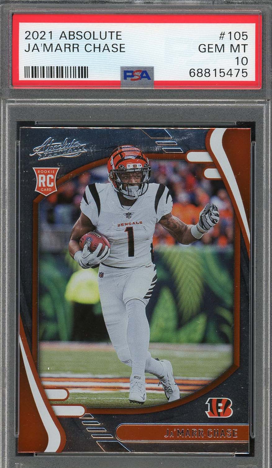 Ja’Marr Chase 2021 Panini Absolute Football Rookie Card RC #105 Graded PSA 10-Powers Sports Memorabilia