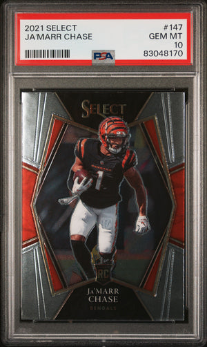 Ja'Marr Chase 2021 Panini Select Football Rookie Card #147 Graded PSA 10-Powers Sports Memorabilia