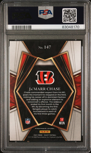 Ja'Marr Chase 2021 Panini Select Football Rookie Card #147 Graded PSA 10-Powers Sports Memorabilia