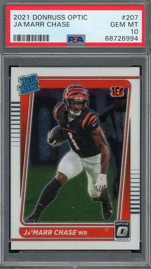 Ja'Marr Chase 2021 Panini Donruss Optic Football Rookie Card #207 Graded PSA 10-Powers Sports Memorabilia