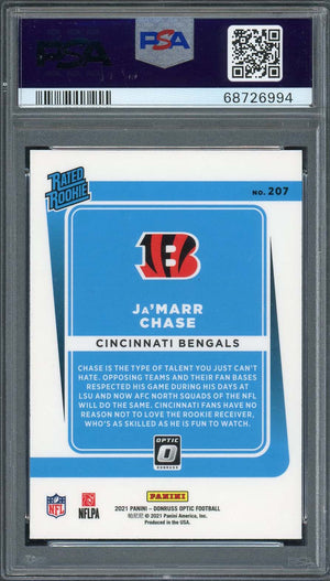 Ja'Marr Chase 2021 Panini Donruss Optic Football Rookie Card #207 Graded PSA 10-Powers Sports Memorabilia