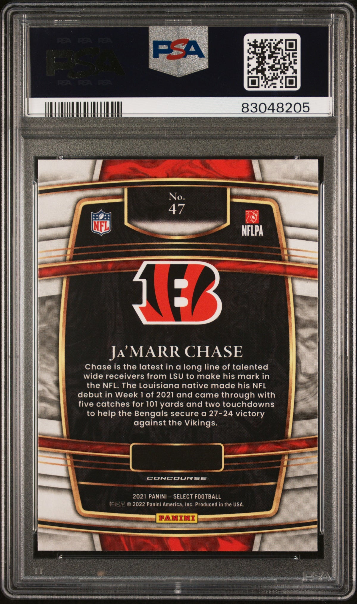 Ja'Marr Chase 2021 Panini Select Football Rookie Card #47 Graded PSA 10-Powers Sports Memorabilia