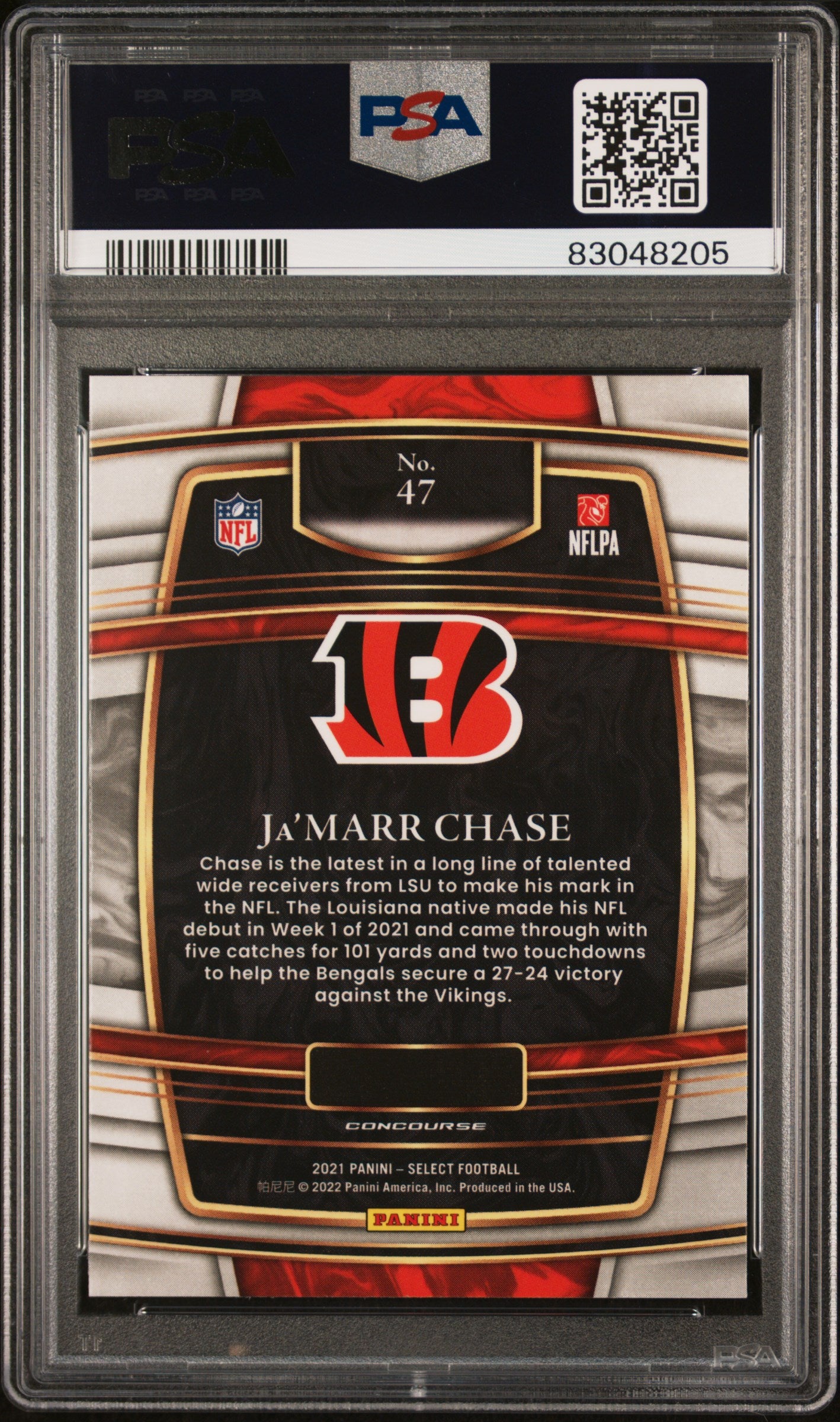 Ja'Marr Chase 2021 Panini Select Football Rookie Card #47 Graded PSA 10-Powers Sports Memorabilia