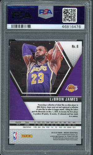 LeBron James 2019 Panini Mosaic Basketball Card #8 Graded PSA 10 GEM MINT-Powers Sports Memorabilia