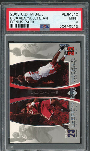 LeBron James Michael Jordan 2005 Upper Deck Bonus Pack Basketball Card #LJMJ10 Graded PSA 9 MINT-Powers Sports Memorabilia