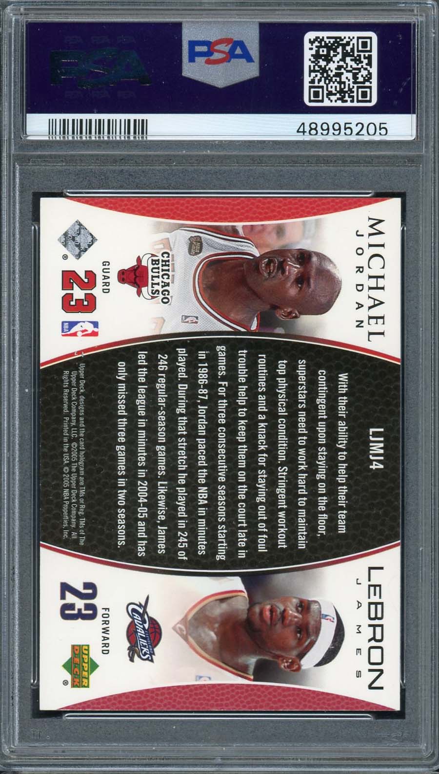 LeBron James Michael Jordan 2005 Upper Deck Bonus Pack Card #LJMJ4 PSA 9-Powers Sports Memorabilia