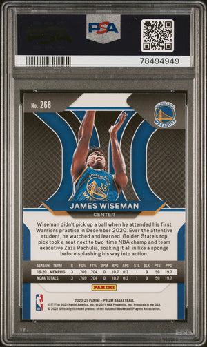 James Wiseman 2020 Panini Prizm Signed Rookie Card #268 Auto PSA 78494949-Powers Sports Memorabilia