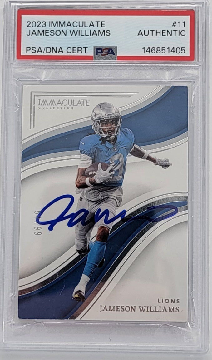 Jameson Williams Signed Detroit Lions 2023 Panini Immaculate Card PSA AUTHENTIC-Powers Sports Memorabilia