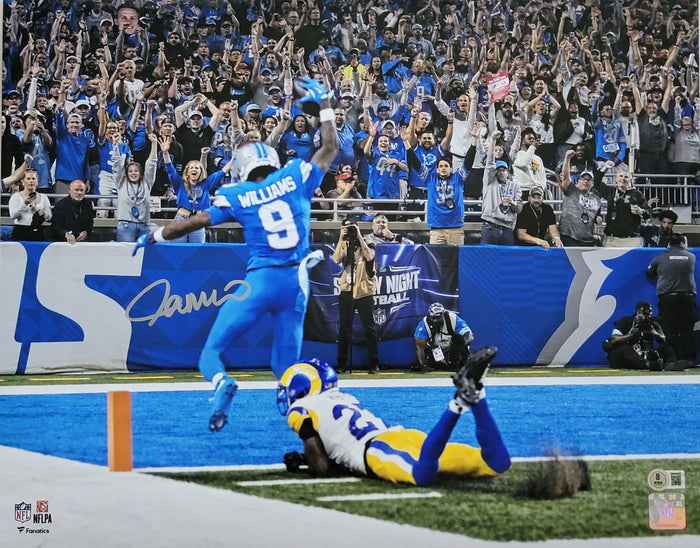 Jameson Williams Signed Detroit Lions 2024 Touchdown 16X20 Photo - Beckett-Powers Sports Memorabilia