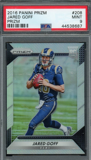 Jared Goff 2016 Panini Prizm Silver Football Rookie Card #208 Graded PSA 9-Powers Sports Memorabilia