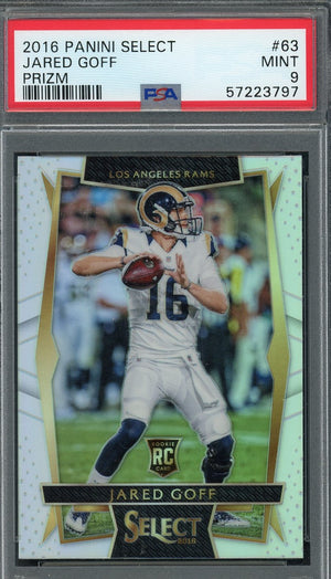 Jared Goff 2016 Panini Select Silver Prizm Football Rookie Card #63 Graded PSA 9