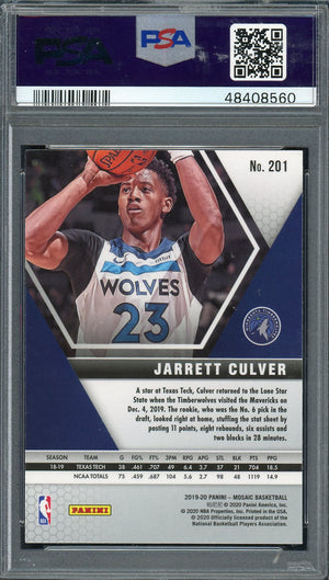 Jarrett Culver Minnesota Timerwolves 2019 Panini Mosiac Basketball Rookie Card RC #201 Graded PSA 10 GEM MINT
