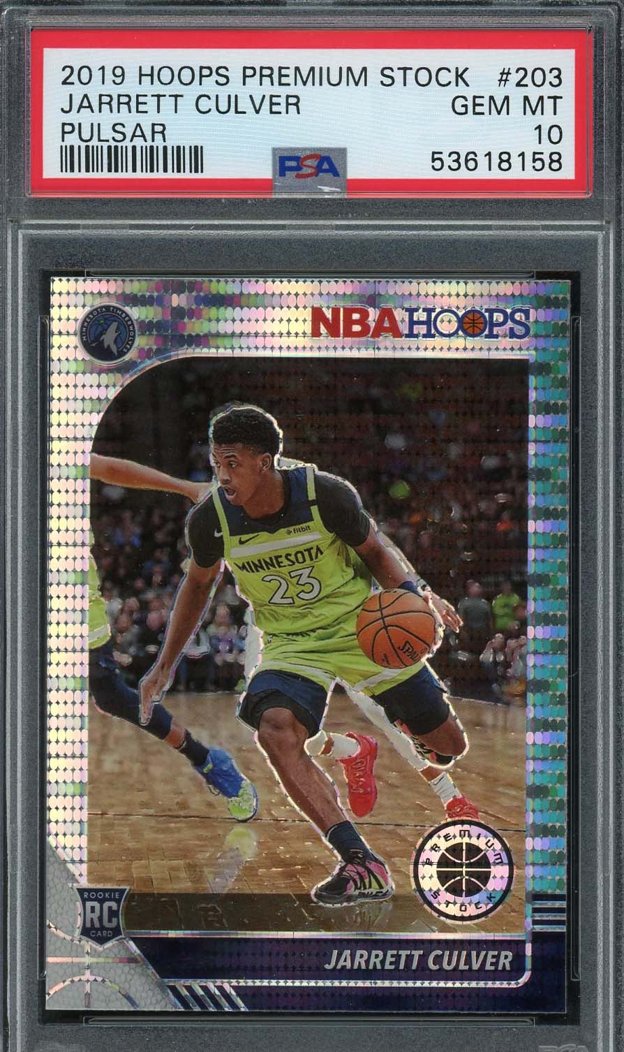 Jarrett Culver 2019 Panini Hoops Premium Stock Pulsar Rookie Card #203 PSA 10