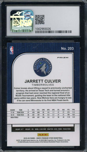 Jarrett Culver 2019-20 Panini Hoops Premium Stock Green Rookie Card #203 CSG 9