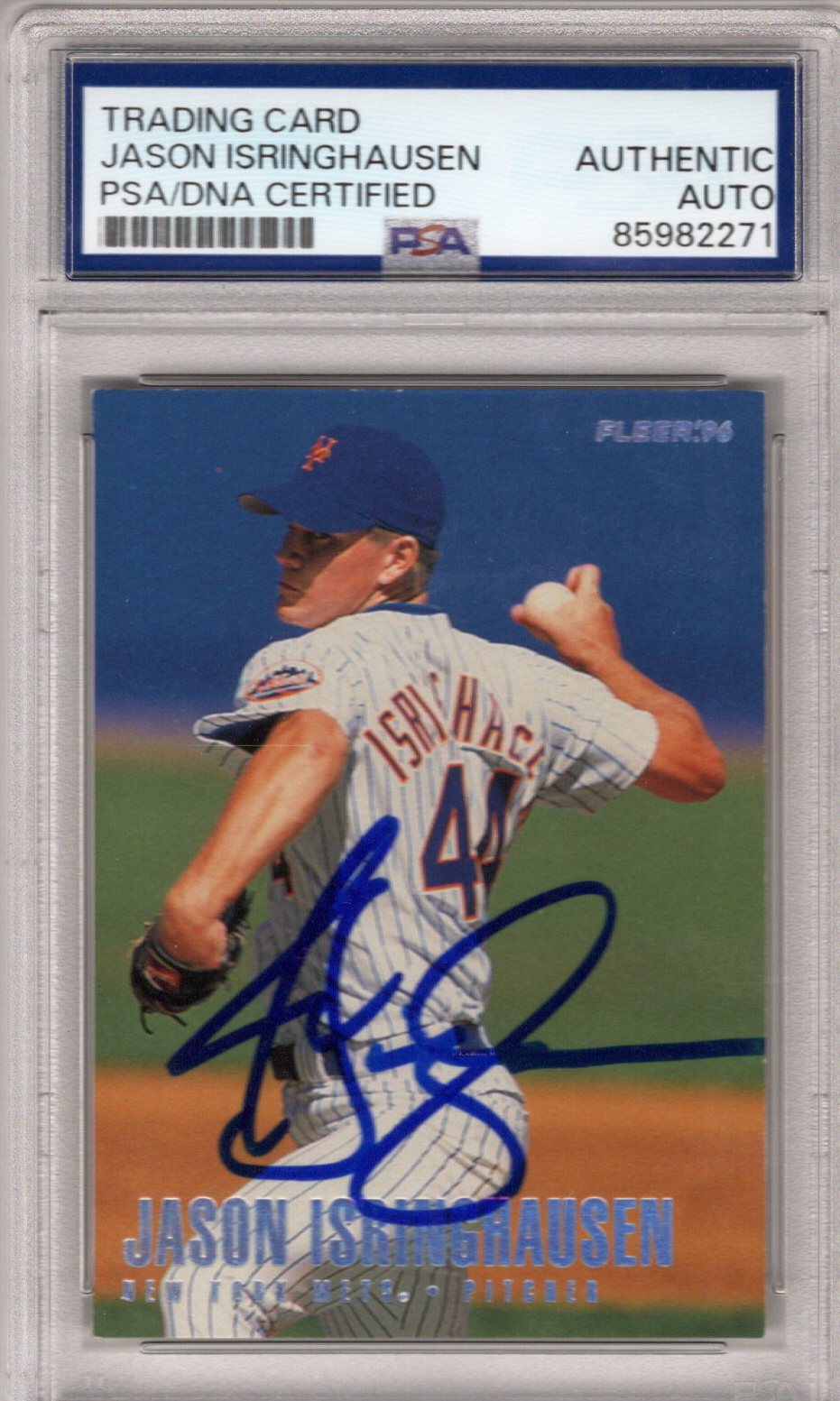 Jason Isringhausen Signed New York Mets 1996 Fleer Rookie Card #481 PSA AUTHENTIC AUTO