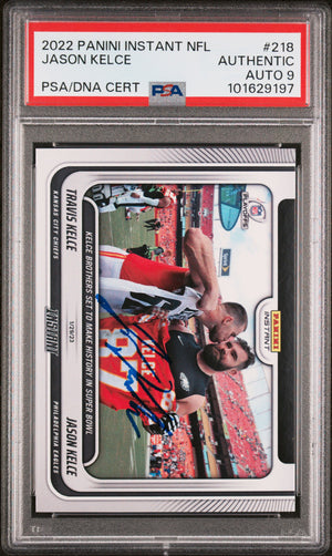 Jason Kelce 2022 Panini Instant Signed Football Card #218 Auto PSA 9 101629197-Powers Sports Memorabilia