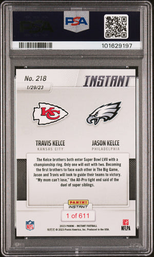 Jason Kelce 2022 Panini Instant Signed Football Card #218 Auto PSA 9 101629197-Powers Sports Memorabilia