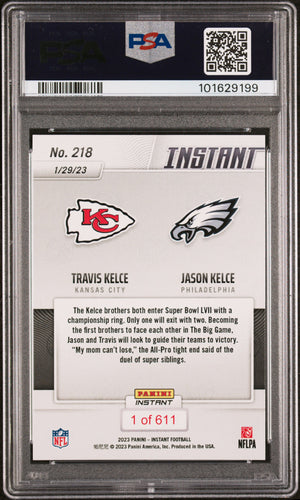Jason Kelce 2022 Panini Instant Signed Football Card #218 Auto PSA 9 101629199-Powers Sports Memorabilia