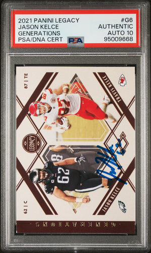Jason Kelce 2021 Panini Legacy Signed Football Card #G6 Auto Graded PSA 10 09668-Powers Sports Memorabilia