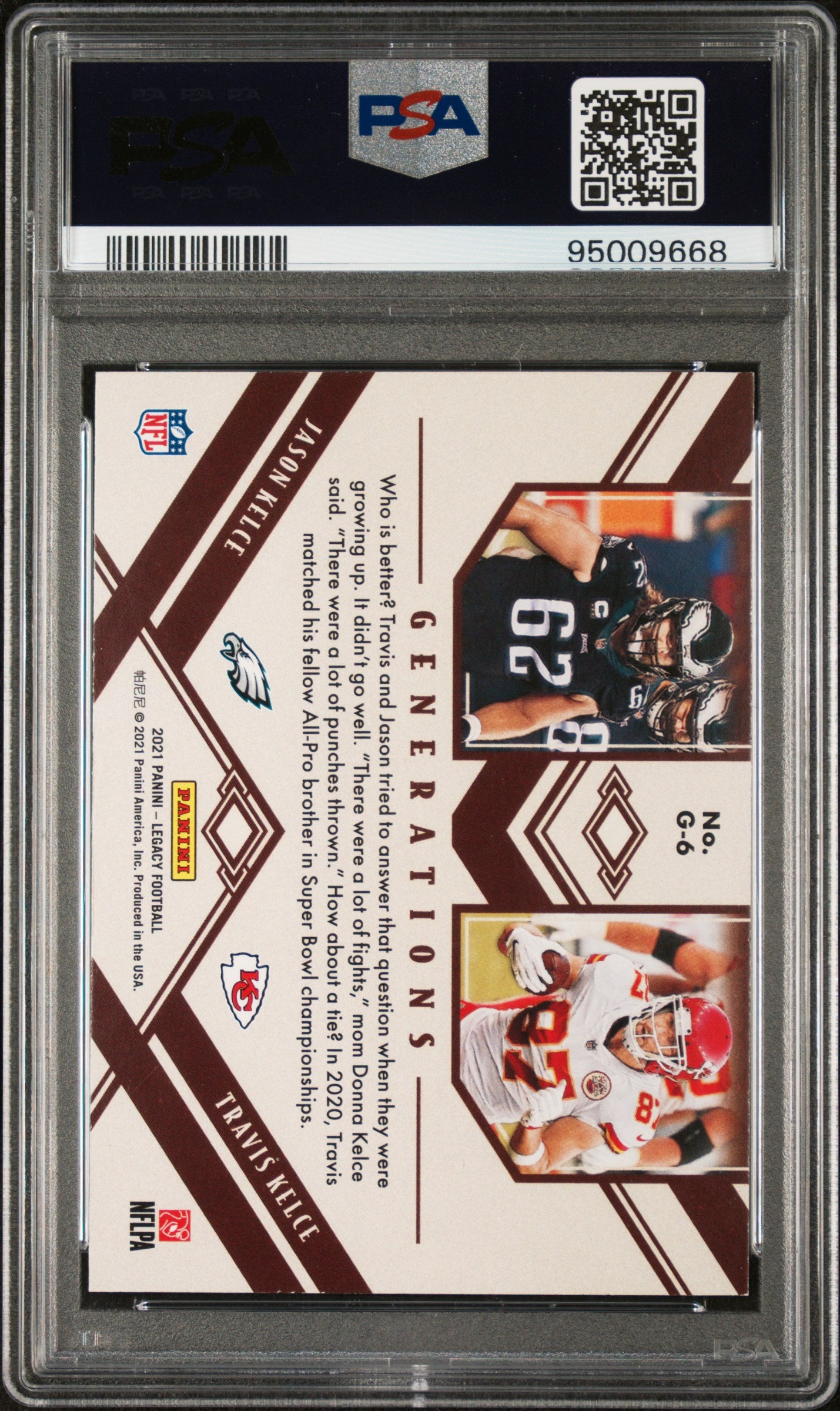 Jason Kelce 2021 Panini Legacy Signed Football Card #G6 Auto Graded PSA 10 09668-Powers Sports Memorabilia