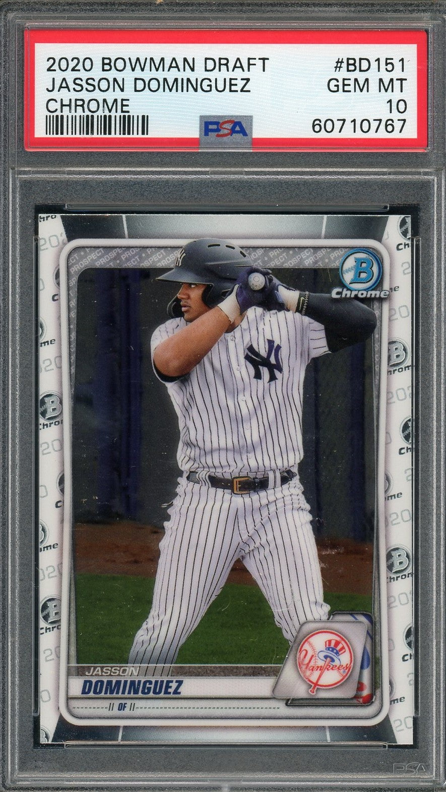 Jasson Dominguez 2020 Bowman Draft Chrome Rookie Card #BD151 Graded PSA 10