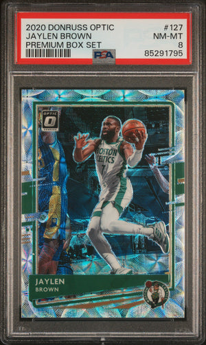 Jaylen Brown 2020 Panini Donruss Optic Premium Box Set Card #127 PSA 8 198/249-Powers Sports Memorabilia